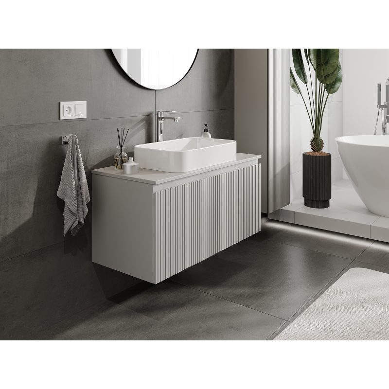 Mexen Rivel Badezimmer-Unterschrank 100 cm, 1 Schublade, geriffelt, mattgrau - 91A20-10047-1-BF62
