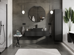 Mexen Rivel Badezimmerschrank für Waschbecken 120 cm, 1 Schublade, geriffelt, schwarz matt - 91A20-12023-1-BF71