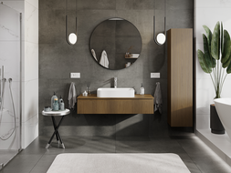 Mexen Rivel Badezimmerschrank für Waschbecken 120 cm, 1 Schublade, geriffelt, Nussbaum - 91A20-12023-1-BF86