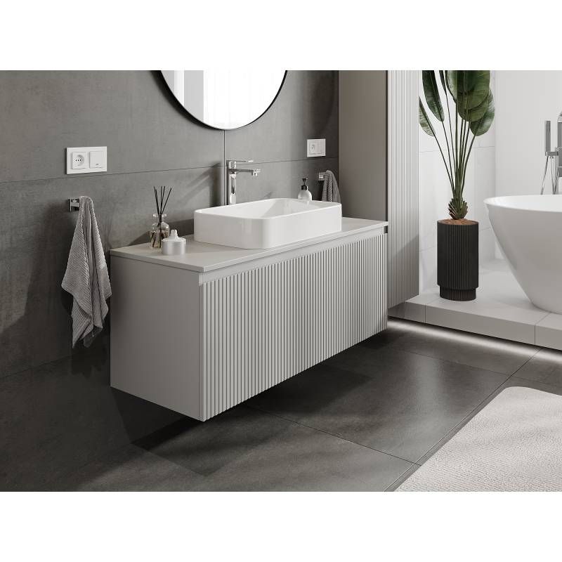 Mexen Rivel Badezimmer-Unterschrank 120 cm, 1 Schublade, gerillt, grau matt - 91A20-12047-1-BF62