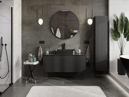 Mexen Rivel Badezimmerschrank für Waschtisch 120 cm, 1 Schublade, geriffelt, schwarz matt - 91A20-12047-1-BF71