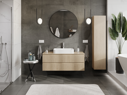 Mexen Rivel Badezimmerschrank 120 cm, 2 Schubladen, geriffelt, Eiche - 91A20-12047-2-BFF81