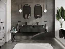Mexen Rivel Badezimmer-Unterschrank 140 cm, 1 Schublade, gerillt, schwarz matt - 91A20-14023-1-BF71