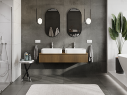 Mexen Rivel Badezimmer-Unterschrank 140 cm, 1 Schublade, geriffelt, Nussbaum - 91A20-14023-1-BF86
