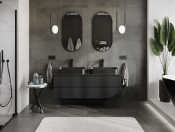 Mexen Rivel Badezimmer-Unterschrank 140 cm, 2 Schubladen, gerillt, mattschwarz - 91A20-14047-2-BFF71