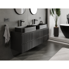Mexen Rivel Badezimmer-Unterschrank 140 cm, 2 Schubladen, gerillt, mattschwarz - 91A20-14047-2-BFF71