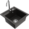 Mexen Vito Granitspüle 1-Becken mit Telma Küchenarmatur, schwarz/gold metallic - 6503-75-670200-00