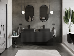 Mexen Rivel Badezimmer-Unterschrank 160 cm, 2 Schubladen, geriffelt, schwarz matt - 91A20-16047-2-BFF71