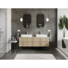 Mexen Rivel Badezimmerschrank unter dem Waschbecken 160 cm, 2 Schubladen, geriffelt, Eiche - 91A20-16047-2-BFF81