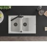 Mexen Gaspar Granitspüle 1,5-becken mit Abtropfbereich und Küchenarmatur Duero, weiß - 6507-20-671600-70