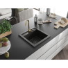 Mexen Vito Granitspüle 1-becken mit Telma Küchenarmatur, schwarz/gold metallisch - 6503-75-670200-50-B