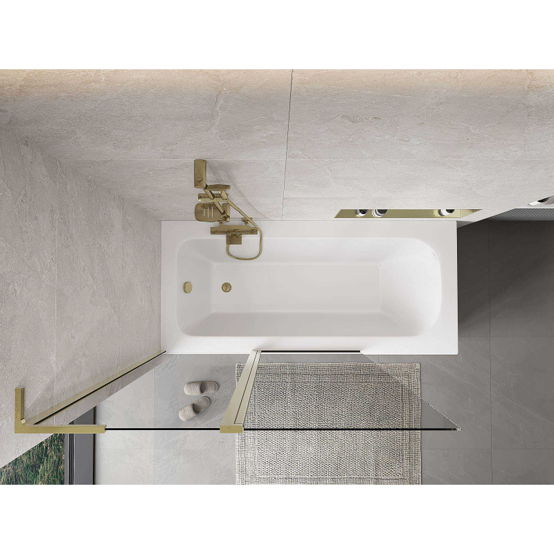 Mexen Mist L Badewannen-Faltwand 2-teilig 120 x 150 cm, transparent, gold - 8A9L-120-011-50-00