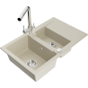 Mexen Gaspar Granitspüle 1,5-Becken mit Abtropffläche und Küchenarmatur Duero, beige - 6507-69-671600-00