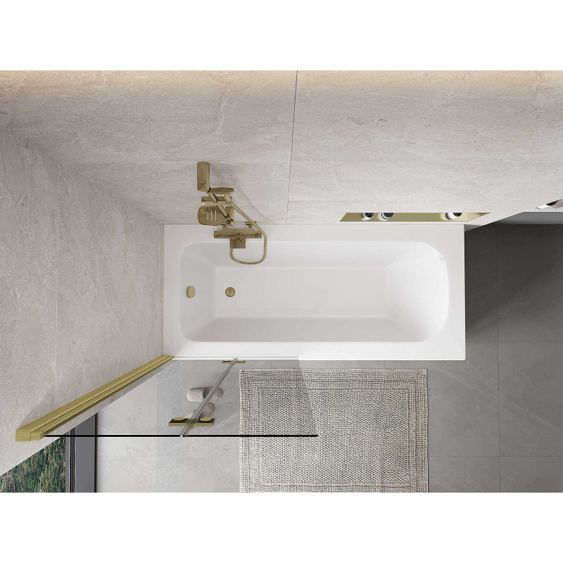 Mexen Mist 2-flügelige Duschwand links 80 x 150 cm, transparent, gebürstetes Gold - 8A9-080-002-55-00-L