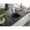 Mexen Vito Einbauspüle aus Granit 1-Becken mit Küchenarmatur Telma, schwarz/gold metallisch - 6503-75-670200-70-B