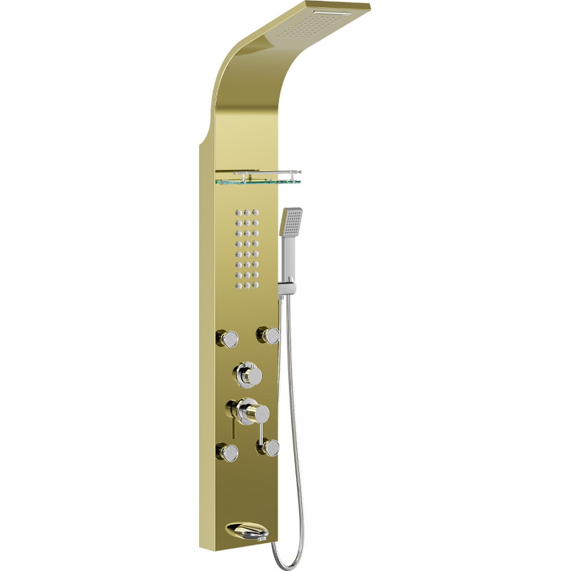 Mexen Adrox Duschpaneel mit Auslauf, gold - 7613-04-50