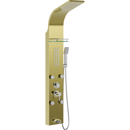 Mexen Adrox Duschpaneel mit Auslauf, gold - 7613-04-50