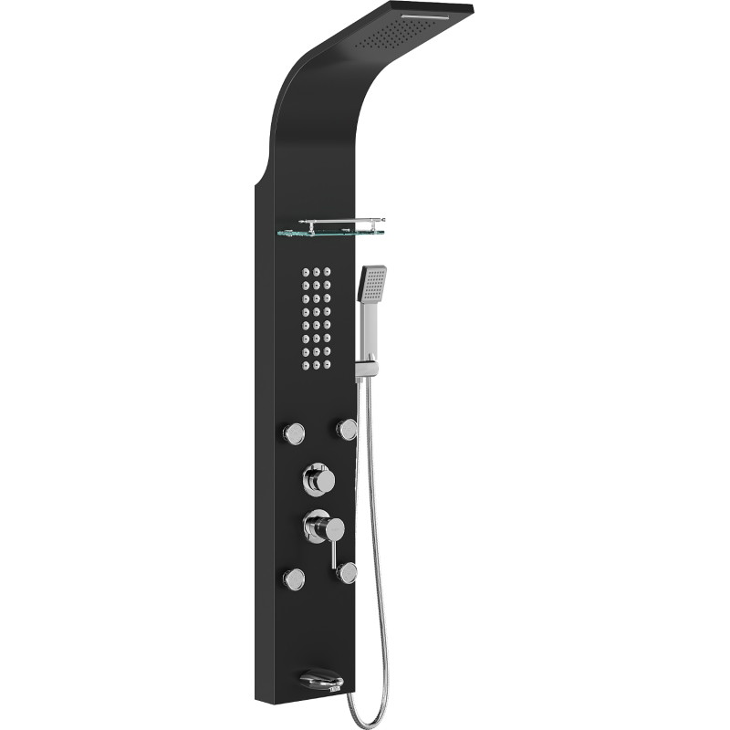 Mexen Adrox Duschpaneel mit Auslauf, schwarz - 7613-04-70