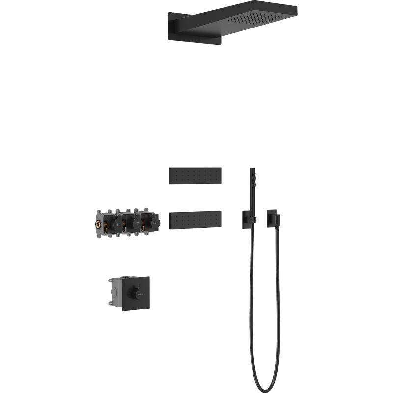 Mexen Fall Unterputz-Brauseset, schwarz - 7602-04-70