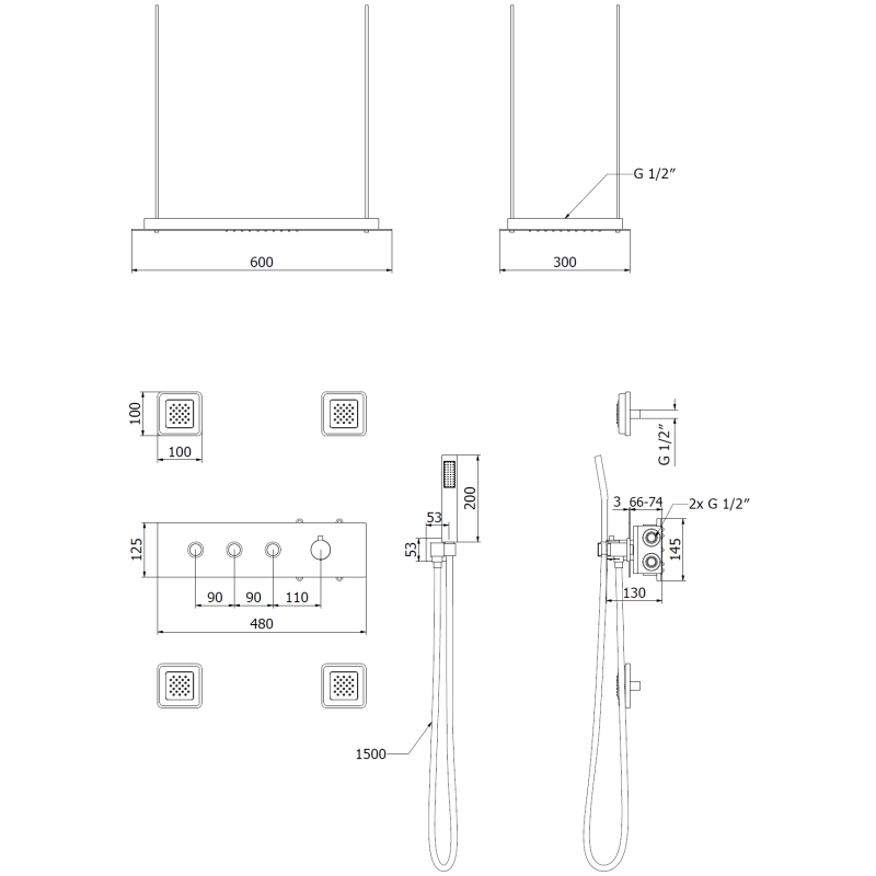Mexen Soler Unterputz Duschset, Chrom - 7601-04-00