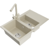 Mexen Gaspar Granit-Spüle 1,5-fach mit Abtropffläche und Küchenarmatur Duero, beige - 6507-69-671600-69