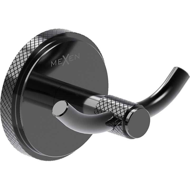 Mexen Gravo doppelter Handtuchhaken, schwarzes Chrom - 70A93012-73