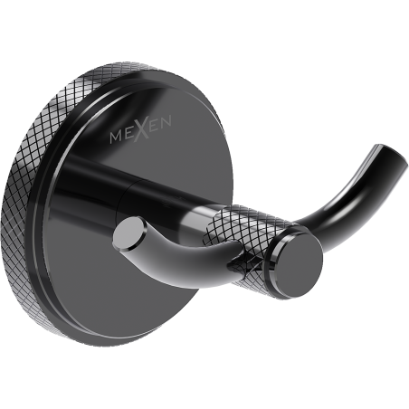 Mexen Gravo doppelter Handtuchhaken, schwarzes Chrom - 70A93012-73