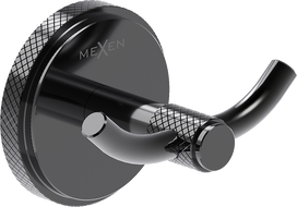 Mexen Gravo doppelter Handtuchhaken, schwarzes Chrom - 70A93012-73