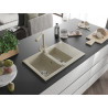 Mexen Gaspar Granit-Spüle 1,5-fach mit Abtropffläche und Küchenarmatur Duero, beige - 6507-69-671600-69