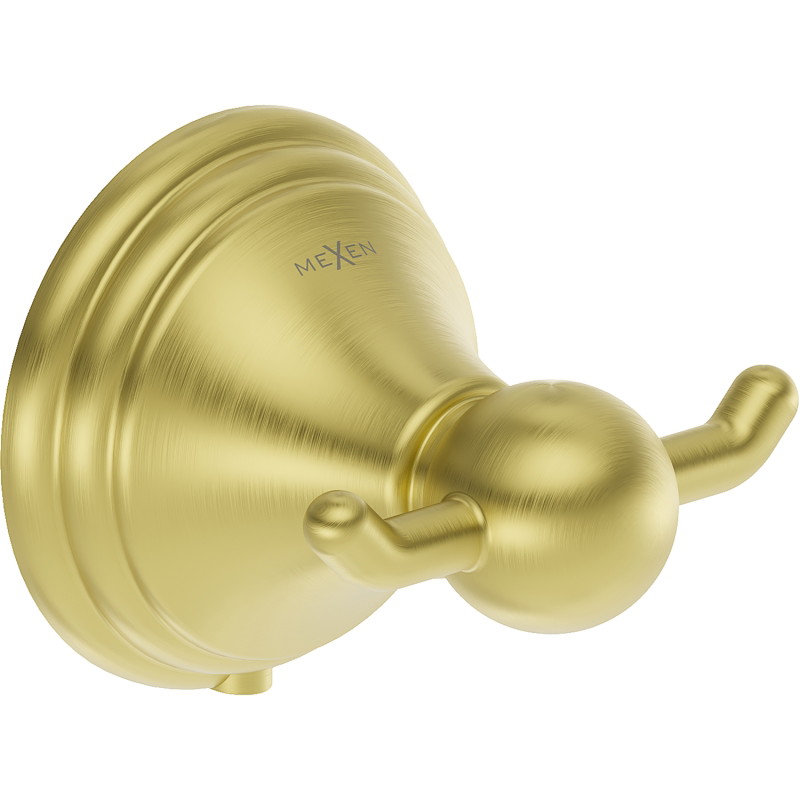Mexen Lusso doppelter Handtuchhaken, gebürstetes Gold - 70A16812-55