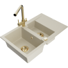 Mexen Gaspar Granitspüle 1,5-Becken mit Abtropffläche und Küchenarmatur Duero, beige - 6507-69-671600-50