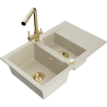 Mexen Gaspar Granitspüle 1,5-beckig mit Abtropffläche und Küchenarmatur Duero, beige - 6507-69-671600-50