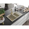 Mexen Gaspar Granitspüle 1,5-Becken mit Abtropffläche und Küchenarmatur Duero, beige - 6507-69-671600-50