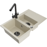 Mexen Gaspar Granitspüle 1,5-Becken mit Abtropffläche und Küchenarmatur Duero, beige - 6507-69-671600-70