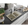 Mexen Gaspar Granitspüle 1,5-Becken mit Abtropffläche und Küchenarmatur Duero, beige - 6507-69-671600-70