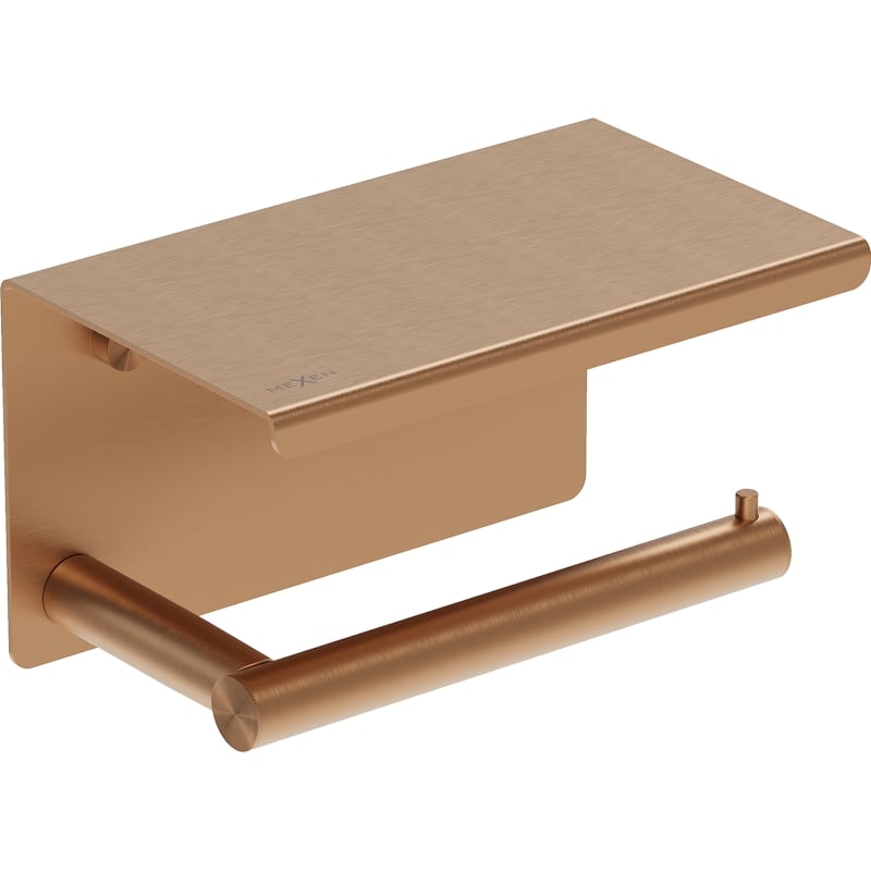 Mexen Loop Toilettenpapierhalter mit Ablage, gebürstetes Kupfer - 70A71022-65