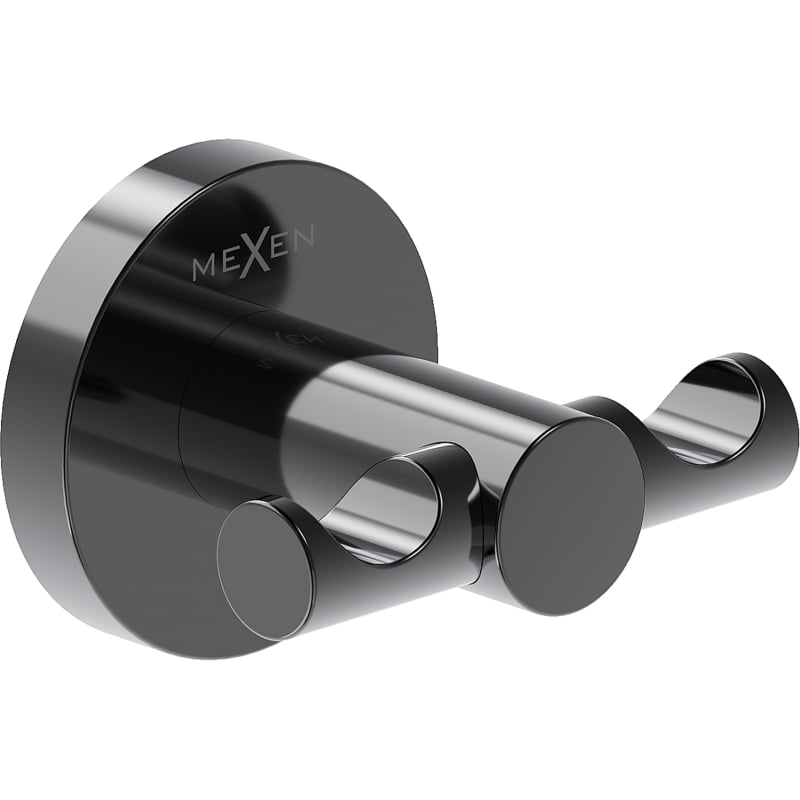 Mexen Ovio Doppelter Handtuchhaken, Black Chrome - 70A19512-73