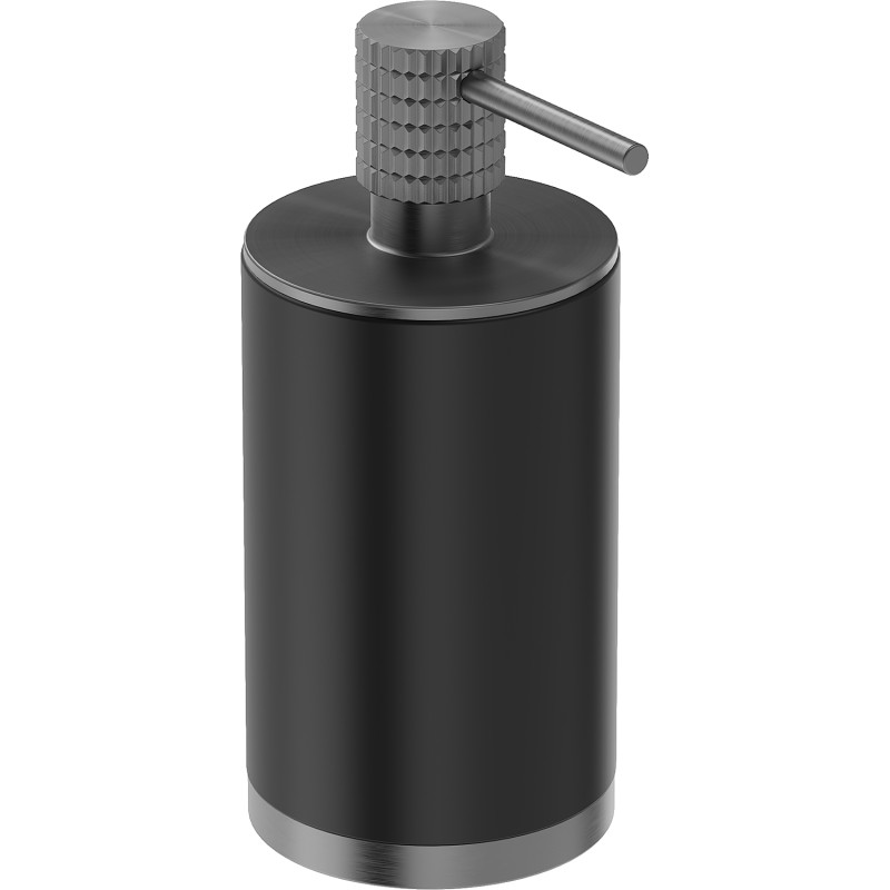 Mexen Triv stehender Seifenspender, schwarz/gebürstetes Pistolen-Grau - 70A33059-66B