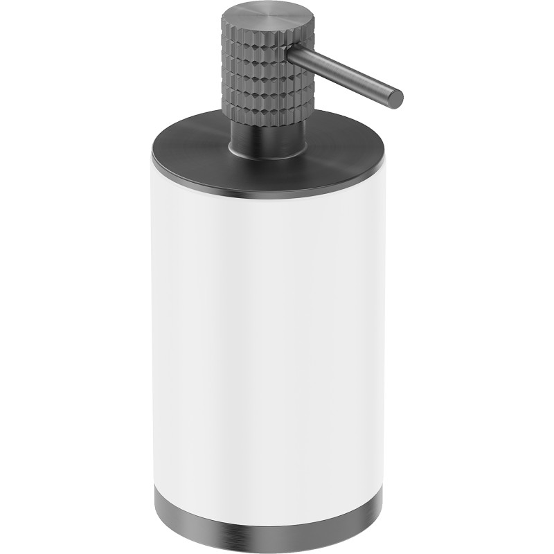 Mexen Triv freistehender Seifenspender, weiß/gebürstetes Gun Gray - 70A33059-66W