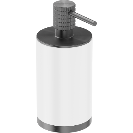 Mexen Triv freistehender Seifenspender, weiß/gebürstetes Gun Gray - 70A33059-66W