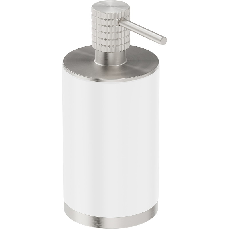 Mexen Triv stehender Seifenspender, weiß/gebürsteter Nickel - 70A33059-97W