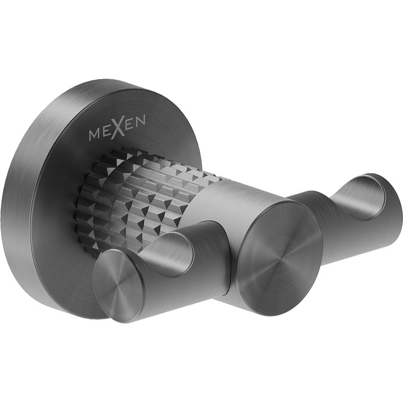 Mexen Triv doppelter Handtuchhaken, gebürstetes Gun Grey - 70A33012-66