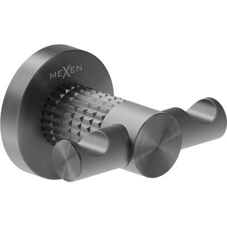 Mexen Triv doppelter Handtuchhaken, gebürstetes Gun Grey - 70A33012-66