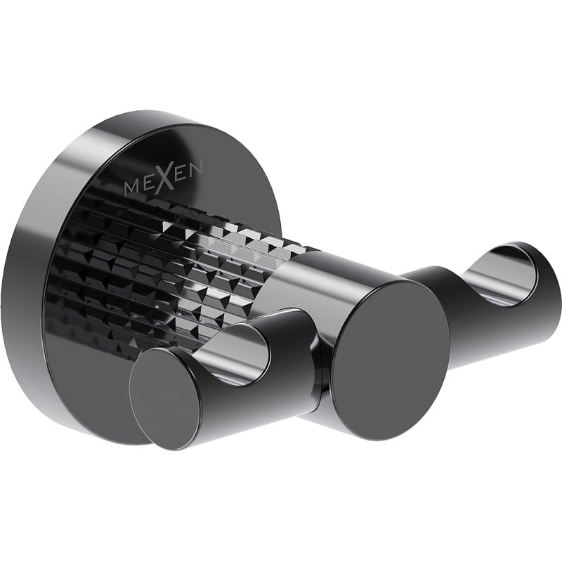 Mexen Triv Doppelter Handtuchhaken, Black Chrome - 70A33012-73