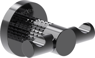 Mexen Triv Doppelter Handtuchhaken, Black Chrome - 70A33012-73