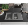 Mexen Gaspar Granitspüle 1,5-Becken mit Abtropffläche und Küchenarmatur Duero, grau - 6507-71-671600-70