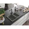 Mexen Gaspar Granitspüle 1,5-Kammer mit Abtropffläche und Küchenarmatur Duero, grau - 6507-71-671600-70-B