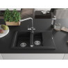 Mexen Gaspar Granitspüle 1,5-Kammer mit Abtropffläche und Küchenarmatur Duero, schwarz/silber - 6507-73-671600-00