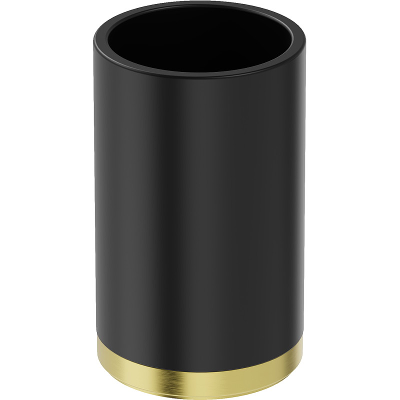 Mexen Triv stehender Zahnputzbecher, schwarz/gold gebürstet - 70A33053-55B