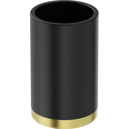 Mexen Triv stehender Zahnputzbecher, schwarz/gold gebürstet - 70A33053-55B
